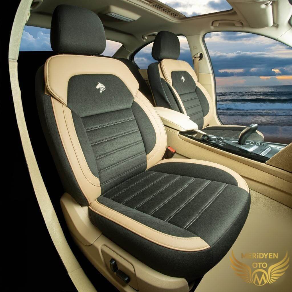 ROYAL Tay Tüyü S.Krem Deri Oto Kılıfı