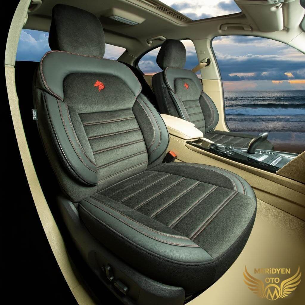 ROYAL Tay Tüyü S.Kırmızı Deri Oto Kılıfı